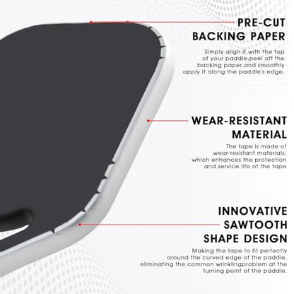PICKLETECH Pickleball Paddle Protection Tape - Paddle Head Edge Guard - Racket Edge Protection Tape -Fit Perfectly Curved Edge -No Wrinkling - color: Silver, size: Width 20mm