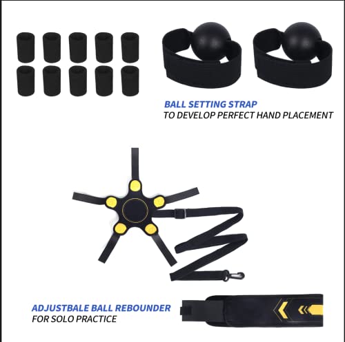 Vefungyan Volleyball Training Equipment Aid - Volleyball Solo Serving, Setting, Spiking Arm Swing Returns Practicing System and Finger Protectors for Beginners & Pro Volleyball Gift Set