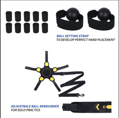 Vefungyan Volleyball Training Equipment Aid - Volleyball Solo Serving, Setting, Spiking Arm Swing Returns Practicing System and Finger Protectors for Beginners & Pro Volleyball Gift Set