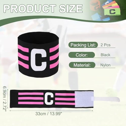Captain Arm Bands for Soccer, Soccer Captain C Armband, Classic Striped Elastic Protective Arm Badge Player Bands - color: Black