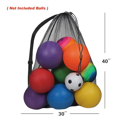 GSE Games & Sports Expert 24x36/30x40 X-Large Mesh Sports Equipment Drawstring Bag for Soccers, Basketballs, Footballs - color: Black, style: 30"x40" - 1-pack
