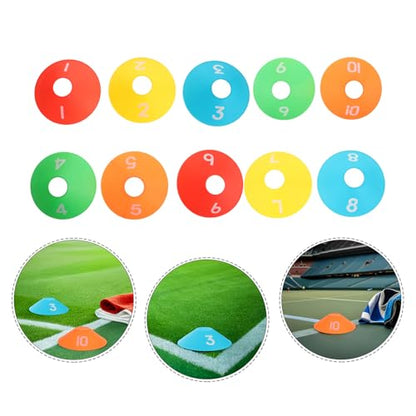 10pcs Soccer Training Cones Set, Plastic Sports Agility Discs 1-10 Numbered Markers for Football Basketball Practice and Drills
