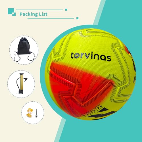 Soccer Ball Size 5,4 – Thermal Bonded Waterproof PU Leather, Professional Training & Match Ball for Youth & Adults, with Pump & Bag, Training Gift Set - color: light yellow