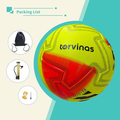 Soccer Ball Size 5,4 – Thermal Bonded Waterproof PU Leather, Professional Training & Match Ball for Youth & Adults, with Pump & Bag, Training Gift Set - color: light yellow