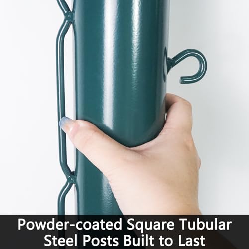 Luwint Tennis Net Posts with Ground Sleeves, 800lb Capacity Round Steel Poles for Permanent Installation, Complete Tennis Court Net System, Green