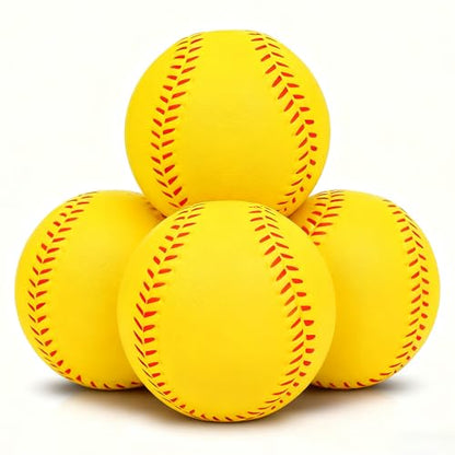 4 Pack Foam Baseballs Practice softballs 9 inch Training Soft Baseballs Batting Hitting Fielding Indoor Outdoor - color: Yellow