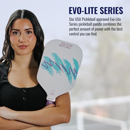 SCS Carbon Fiber Pickleball Paddle – USAPA Approved 2024 – Lightweight, Enhanced Spin, Sure-Grip Handle – Evo-Lite Series for Intermediate Players - color: Nostalgia