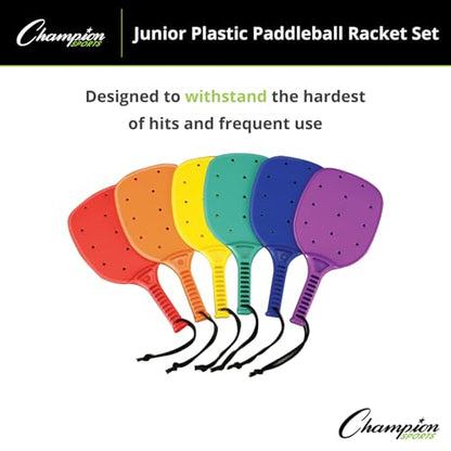 Champion Sports Plastic & Foam Racket Sets – Durable, Lightweight Paddles for Youth Play & PE, Paddleball, Racquetball