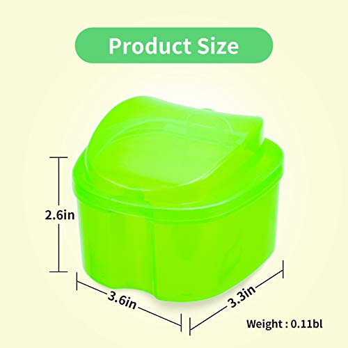 Colorful Plastic Dental Orthodontic Retainer Container Cleaning Case,Denture Bath Box Case Cup Holder Travel, Mouthguard Storage Soaking Case - color: Transparent Green