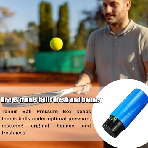 Tennis Ball Keeper-Tennis Ball Pressurizer and Storage Box, 14 PSI, Restores 3 Tennis Balls to Like-New Bounce, Blue