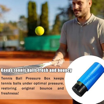 Tennis Ball Keeper-Tennis Ball Pressurizer and Storage Box, 14 PSI, Restores 3 Tennis Balls to Like-New Bounce, Blue