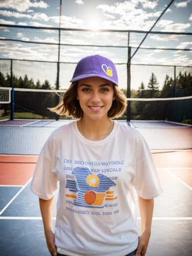 Pickleball Hat with Gift Box, Pickleball Gifts for Women Men, Adjustable Embroidered Heart Baseball Cap - color: Purple