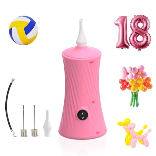 Ball Pump Balloon Pumps Electric, Balloon Pump Portable Long Animal Balloon Pump, Electric Blower Machine Inflator Basketball Pump 260 Balloon Pump for Party/Wedding/Birthday Decorations - color: Pink