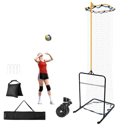 Volleyball Setter Training Equipment 8 Adjustable Heights,Sturdy and Durable 130inch Volleyball Setter Training Net 6 Adjustable Angles for Indoor and Outdoor Training - color: Yellow