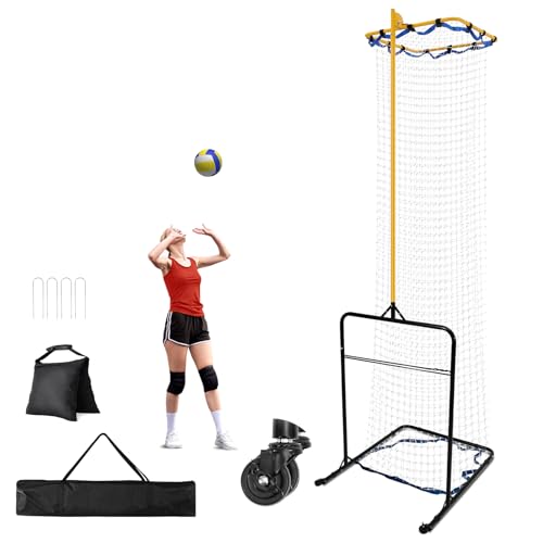 Volleyball Setter Training Equipment 8 Adjustable Heights,Sturdy and Durable 130inch Volleyball Setter Training Net 6 Adjustable Angles for Indoor and Outdoor Training - color: Yellow