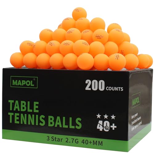 MAPOL 200 Count Table Tennis Balls, 3 Star Advanced Training Ball, Bulk Ping Pong Balls for Indoor & Outdoor Sports - color: Orange