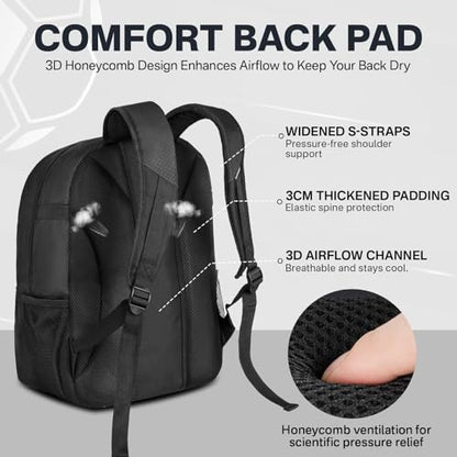 Soccer Backpack with Ball Compartment and Cleat Pocket, Water-Resistant Youth Sports Bag for Soccer Basketball Volleyball, Athletic Gear Bag for Teens & Junior Athletes