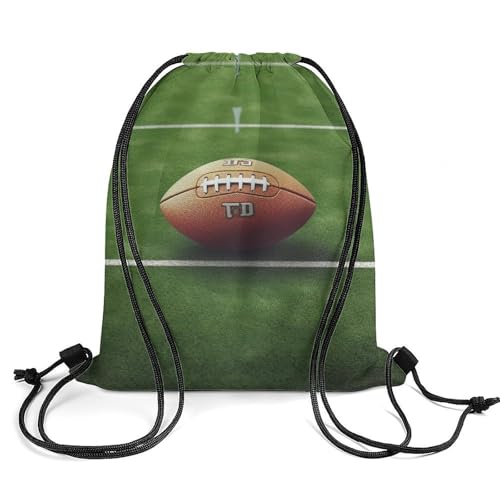 American Football Field Ball Sport Drawstring Backpack 420D Oxford Waterproof Sport Gym Bag Cinch Sack for Basketball Yoga Beach