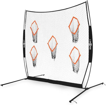 Bownet QB5 Portable Quarterback Training Net (8' x 8') Practice Football Nets for Throwing or Passing - Five Sock Targets - Indoor and Outdoor - Durable Powder-Coated Steel Frame, Multi, One Size