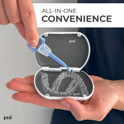 PUL Retainer Case for Invisalign & Clear Aligners - Slim Clear Aligner Case with Secure Magnetic Closure - Travel Retainer Holder for Invisalign Accessories, Mouth Guards & Dentures - Pink - color: Pink