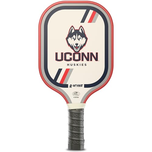 Officially Licensed College Pickleball Racquet - Front & Back Graphics, Micro-Textured Fiberglass Face, 16mm Honeycomb Core, Cold-Press, 8.8 oz, Reinforced Edge Guard