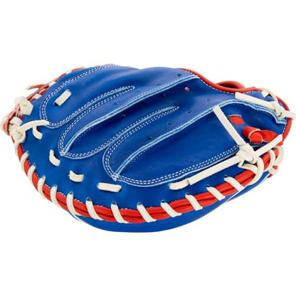 SSK Z5 Craftsman Baseball Catcher’s Mitt – 32.5” - 33” - 33.5” - 34" – Right & Left Hand Throw - color: Royal/White/Red, size: 32.50" - Left Hand Throw