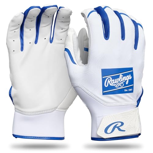 Rawlings | Clout Baseball Batting Gloves | Youth Sizes | Multiple Colors - color: WHITE/ROYAL, size: Small