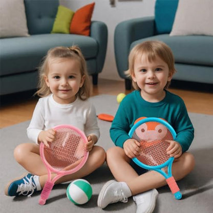 2-Pack Kids Tennis Racket Set, 16 21 23 25 Inch Junior Racquets for Boys Girls, Lightweight Aluminum Starter Kit with Shoulder Bag and 2 Balls - color: 16 inch-2pcs(Blue+Pink)