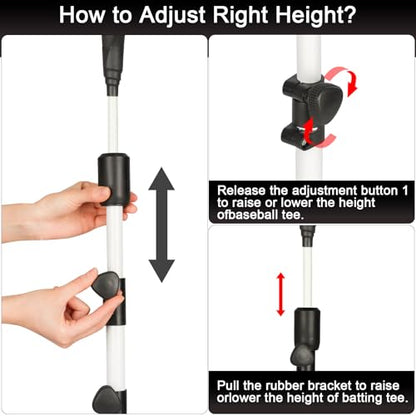 Baseball Tee Batting Tee Softball Tee Portable Travel Hitting Tee,Easy Adjustable Height,Stable Tripod Stand - color: White, style: Tee Pro