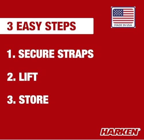 HARKEN - Truck Cap Overhead Garage Storage Hoist, Self-Leveling, Safe Anti-Drop System, Easy One-Person Operation, Smart Garage Organization - 7806.12 - size: 12 ft Ceiling, 200 lb Max