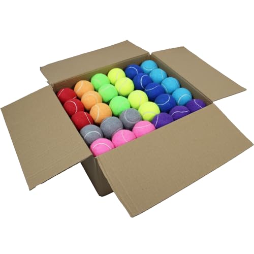 SHYUJAJIE Tennis Balls, 90 Pack Training Tennis Balls Bulk, High Elasticity Practice Tennis for Beginner, Exercise Playing Balls for Pet Dog