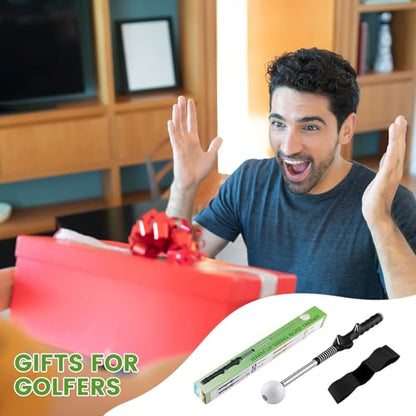 Retractable Golf Swing Training Aid, Telescopic Club Indoor & Outdoor Practice Warm-Up Golf Swing Trainer -Strength & Tempo Training for Golfer Beginner Men Woman Golf Gift