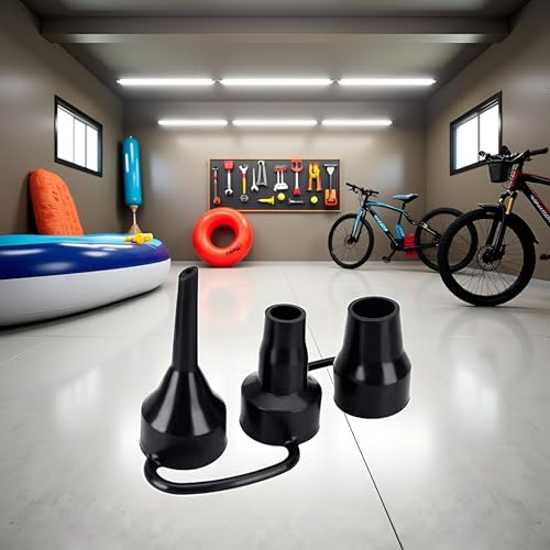 Black Inflatable Pump Adapter Plastic Nozzle Pump Nozzle Head Air Inflator Adaptor Replacement Nozzles 3 Sizes for Home Nozzles