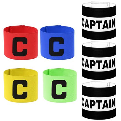 7Pcs Soccer Captain Armband, Multicoloured Elastic Captain Bands Soccer, Adjustable Leader Team Sport Armband for Team Sports Football Basketball Volleyball Arm Bands