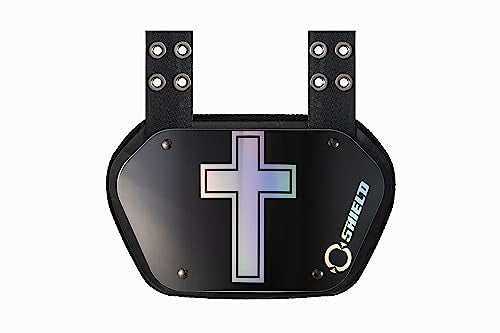 O Shield Golden Cross Chrome Football Back Plate, Lower Back Pads for Football Players, Rear Protector, Cross Series - size: Youth (Weight less than 180 Pounds), style: Holy Cross