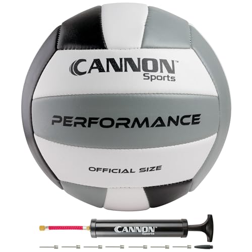 Cannon Sports Official Size Volleyball - Waterproof Soft PU Cover for Indoor Outdoor Volleyball – Perfect for Team Games, Training, Recreational, Beach Play - Pump Included - color: Black/White/Gray