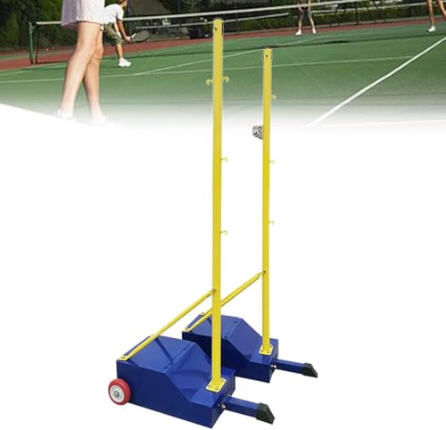 ELEFOCUS Volleyball/Badminton Poles with Net for Adult Youth, Volleyball/Badminton Stand with Stable Base, Indoor Outdoor Use(Size:withnet,Color:Blue) - color: Blue, size: withnet
