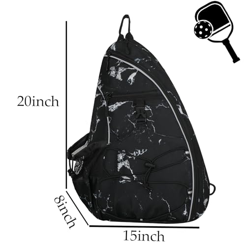 Goloni Pickleball Sling Bag for Men Women, Lightweight Pickleball Backpack with Fence Hook - color: Black White