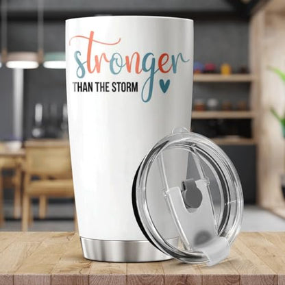 CUBICER Stronger Than The Storm Inspirational Quote 20 Oz Stainless Steel Tumbler For Women Motivational Gift Travel Mug Coffee Iced Drink Hot Cool Heat Tea Bottle Outdoor Insulated - color: Motivational Quote D0