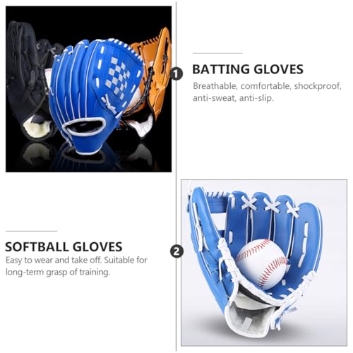 Pu 9.5-inch Baseball Glove, Thickened Pitcher Training Glove, Blue Softball Infielder’s Mitt for Youth Baseball Practice