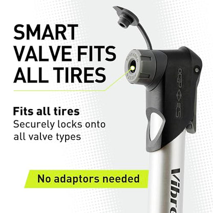 Vibrelli Mini Bike Pump - Presta & Schrader Bicycle Pump - 120 PSI Tire Pump for Road & MTB - No Valve Changing Needed - size: Pocket Pump