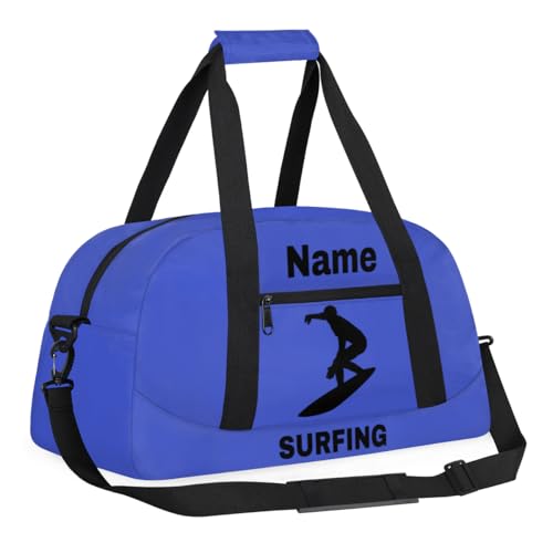 Custom Sport Duffel Bag Surfing Personalized Name Sports Bag Overnight Weekender Bag Waterproof Travel Sport Gym Bags, Blue - color: Blue, style: Surfing