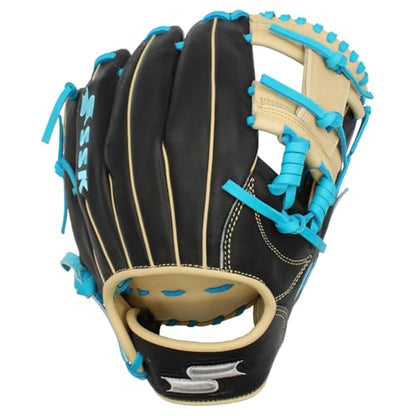SSK Z5 Craftsman Infield Baseball Glove – 11.25” - 11.5” - 11.75” - 12” – Right & Left Hand Throw - color: Black/Camel/Electric Blue, size: 11.5" - Left Hand Throw