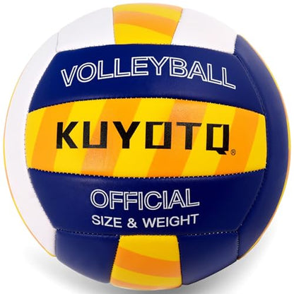 KUYOTQ Striped Outdoor Beach Volleyball, 3MM Thickened Surface Soft Leather Volleyball for Youth Mens,Beach Play,Game, in&Outdoor Training (Official Size,Deflated)