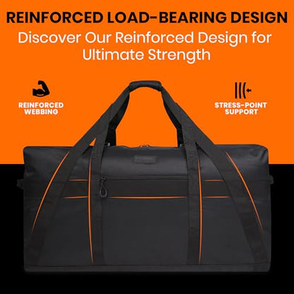 Fitdom 130L 35" Heavy Duty Extra Large Duffle with Upgrade Zipper, Durable & Water Resistant. Perfect as Camping Bag Travel Storage Tent Storage Sports Equipment Bag For Coaches & More
