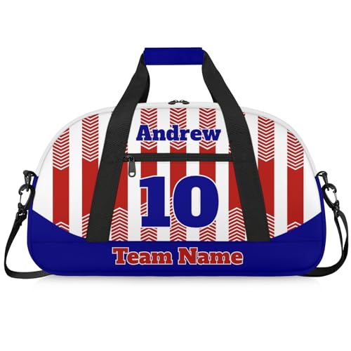 Basketball Soccer Gifts for Boys Girls - Custom Sports Duffle Bag, Personalized Name & Team Bag, Water-Resistant Gym Bag for Basketball, Soccer, Volleyball | Y-Red Navy - color: Y-Red Navy