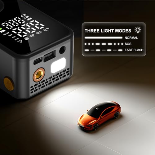 Portable Air Compressor with 6000mAh Battery and 12V DC - Tire Inflator Pump, 150PSI Rapid Inflation, Suitable for Cars, Bicycles, Motorcycles, and Ball Sports - Makes a Great Gift