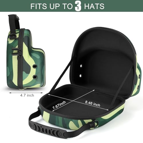 GERMUN Hard baseball hat case, Hat Carrier Travel Case with Adjustable Shoulder Strap, Hat cap case for 3 Baseball Caps - Perfect for Traveling & At-Home Storage (Camo Green) - color: 3 Camo Green