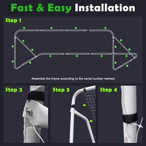 12'x6' Portable Soccer Goal Heavy Duty Steel Frame with Net for Backyard Soccer Game for Outdoor Sports Backyard Lawns Practice Training Target Soccer Goal Field