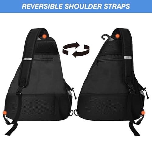 WOLT Pickleball Bag,Crossbody Sling Bags for Women Men,Pickleball Backpack with Fence Hook for Tennis, Racketball - color: Black